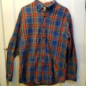 L.L. Bean Men's Scotch Plaid Flannel; Medium; Slightly Fitted